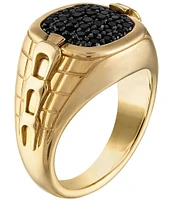 Bulova Men's 14K Gold Tone Black Diamond Statement Ring