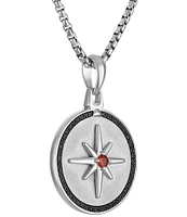 Bulova Men's Black Diamond Sterling Silver North Star Long Pendant Necklace