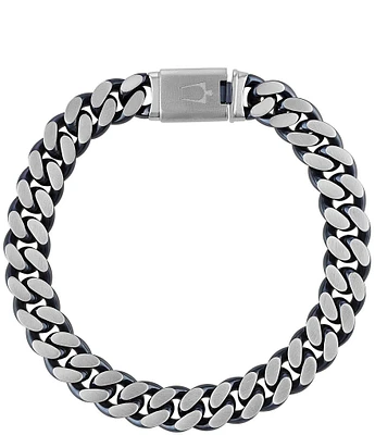 Bulova Men's Blue Tone Stainless Steel Chain Bracelet