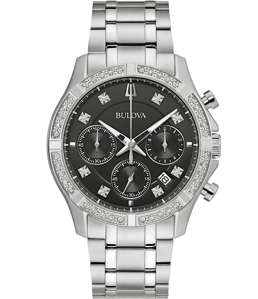 Bulova Men's Classic Diamond Chronograph Stainless Steel Bracelet Watch