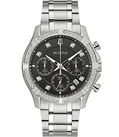 Bulova Men's Classic Diamond Chronograph Stainless Steel Bracelet Watch