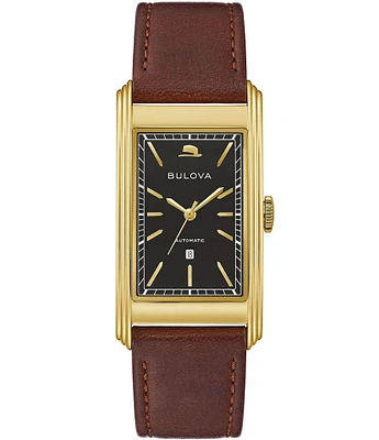 Bulova Men's Classic Three Hand Automatic Brown Leather Strap Watch