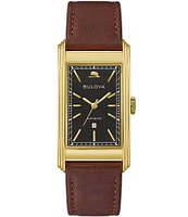 Bulova Men's Classic Three Hand Automatic Brown Leather Strap Watch