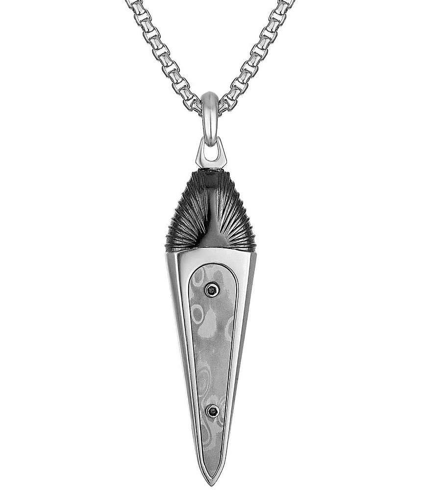 Bulova Men's Dagger Stainless Steel Long Pendant Necklace