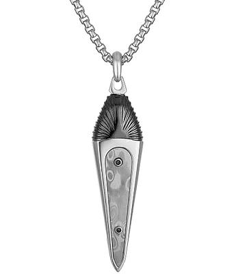 Bulova Men's Dagger Stainless Steel Long Pendant Necklace