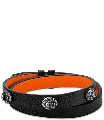 Bulova Men's Double Leather Wrap Line Bracelet