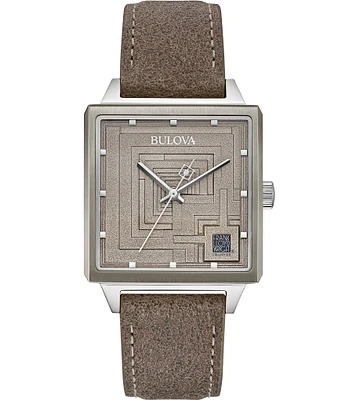 Bulova Men's Ennis House Quartz Analog Tan Leather Strap Watch