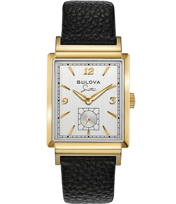 Bulova Men's Frank Sinatra My Way Analog Black Leather Strap Watch