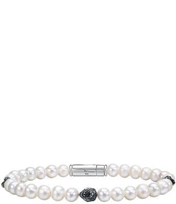 Bulova Men's Freshwater Pearl Beaded Sterling Silver Line Bracelet