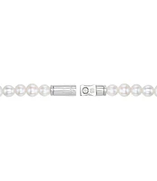 Bulova Men's Freshwater Pearl Beaded Sterling Silver Line Bracelet