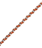 Bulova Men's Orange Leather & Sterling Silver Box Chain Line Bracelet