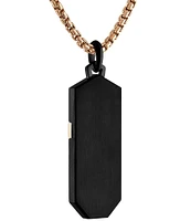 Bulova Men's Rose Gold Tone Stainless Steel Diamond Cross Dog Tag Long Pendant Necklace