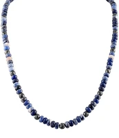 Bulova Men's Sterling Silver Blue Multi Beaded Chain Necklace