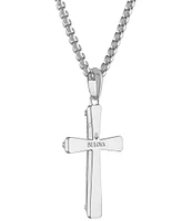 Bulova Men's Sterling Silver Cross Long Pendant Necklace