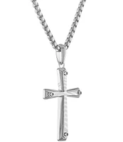 Bulova Men's Sterling Silver Cross Long Pendant Necklace