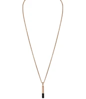 Bulova Steel Men's Rose Gold Two Tone Stainless Steel Bar-Shaped Long Pendant Necklace