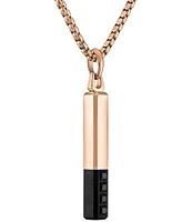 Bulova Steel Men's Rose Gold Two Tone Stainless Steel Bar-Shaped Long Pendant Necklace