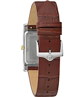 Bulova Unisex Classic Three Hand Brown Leather Strap Watch