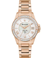 Bulova Women's Marine Star Series L Quartz Rose Gold Stainless Steel Bracelet Watch