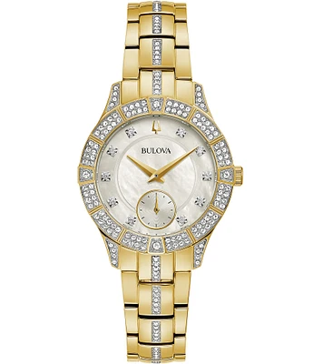 Bulova Women's Phantom Crystal Quartz Analog Gold Stainless Steel Bracelet Watch