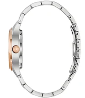 Bulova Women's Sutton Classic Quartz Analog Stainless Steel And Rose Gold Accent Bracelet Watch