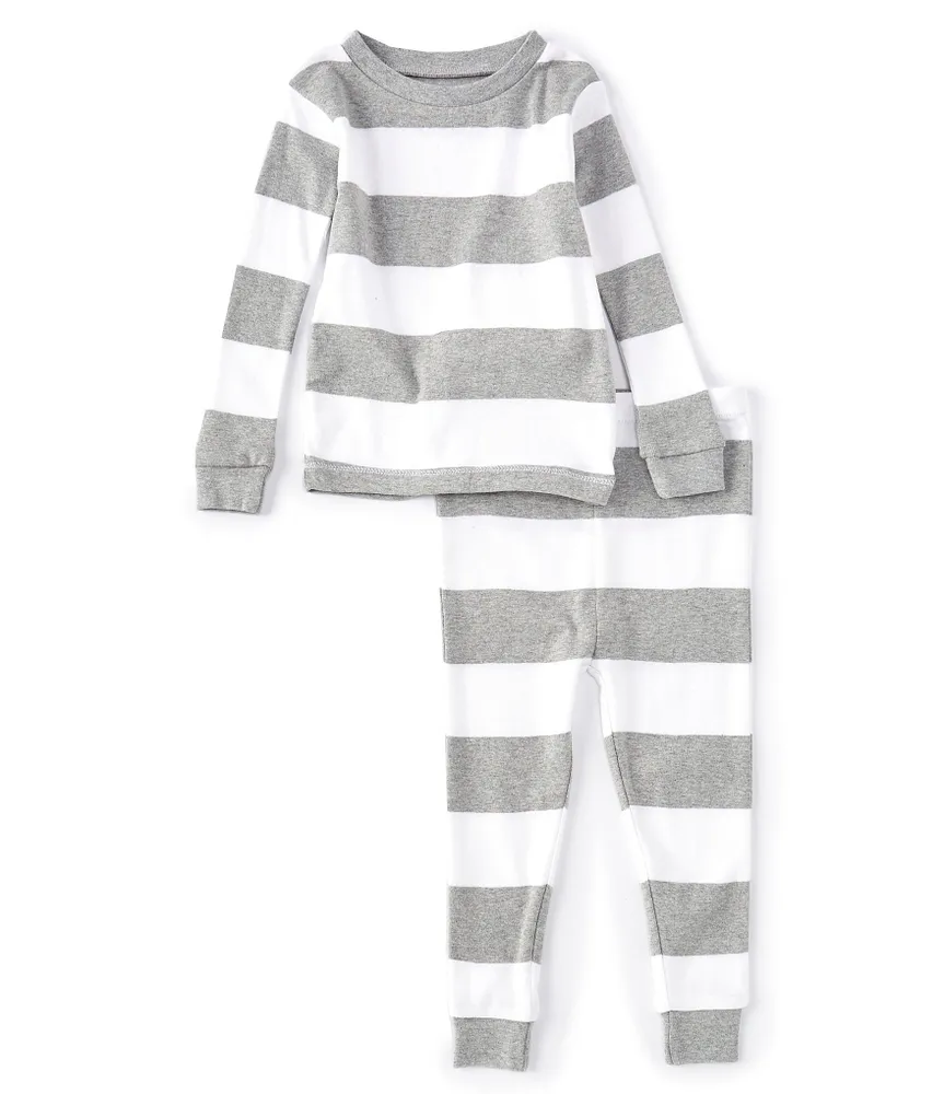 Burt's Bees Baby 12-24 Months Long-Sleeve Rugby Stripe 2-Piece Pajamas Set