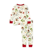 Burt's Bees Baby Boys 12-24 Months Long Sleeve Holiday Hands Christmas Pajama T-Shirt & Matching Pajama Pant Set