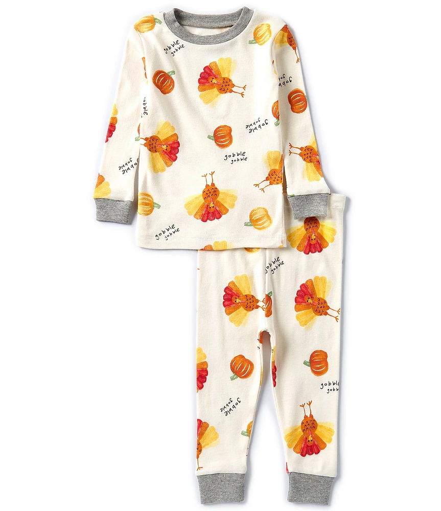 Burt's Bees Baby Boys 12-24 Months Long Sleeve Thanksgiving Turkey Pajama T-Shirt & Matching Pajama Pant Set