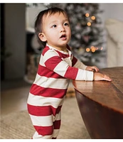 Burt's Bees Baby Boys Newborn-18 Month Holiday Stripe Henley Jumpsuit