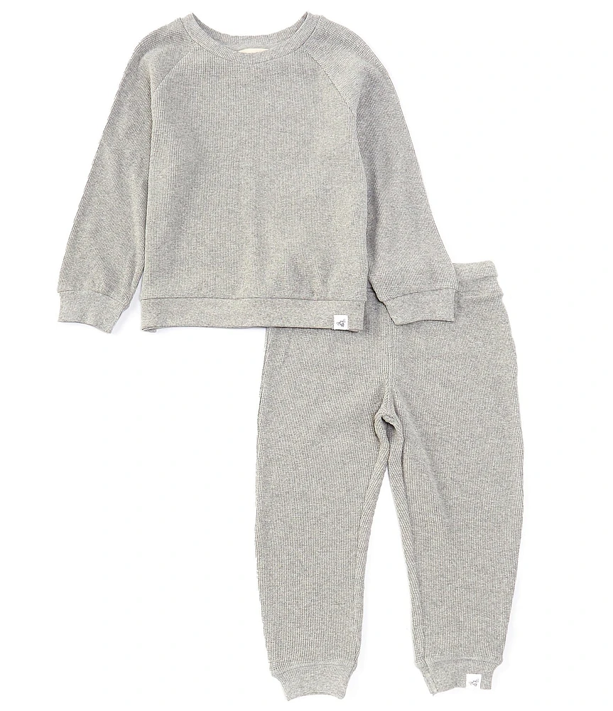 Burt's Bees Baby Boys Newborn-24 Months Raglan-Sleeve Thermal Sweatshirt & Matching Jogger Pant Set