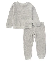 Burt's Bees Baby Boys Newborn-24 Months Raglan-Sleeve Thermal Sweatshirt & Matching Jogger Pant Set