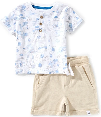 Burt's Bees Baby Boys Newborn-24 Months Short-Sleeve Printed T-Shirt & Solid Shorts Set