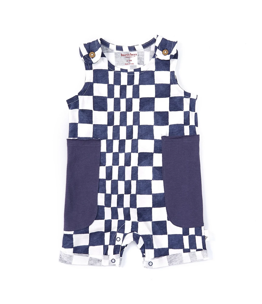 Burt's Bees Baby Boys Newborn-24 Months Sleeveless Checked Shortalls