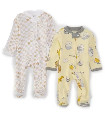 Burt's Bees Baby Boys Newborn-9 Months Banana Muffin & Wavy Check Sleep & Play Footie Sleeper 2-Pack