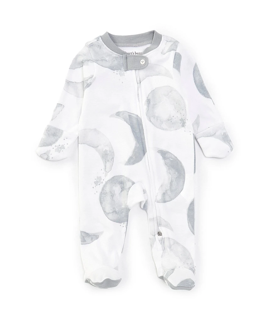 Burt's Bees Baby Boys Newborn-9 Months Long-Sleeve Hello Moon Footed Coverall