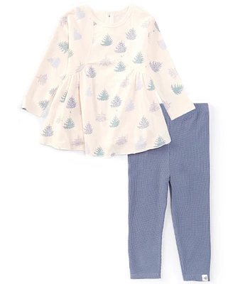 Burt's Bees Baby Girls 12-24 Months Long Sleeve Icy Trees Tunic Top & Solid Leggings Set