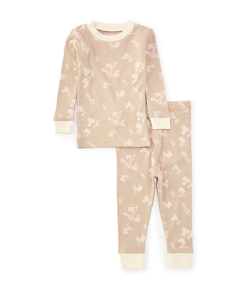 Burt's Bees Baby Girls 12-24 Months Long-Sleeve Whimsical Floral Pajama Top & Matching Pajama Pant Set