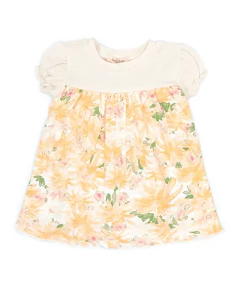 Burt's Bees Baby Girls Newborn - 9 Months Daisy Floral Ribbed Bodysuit Dress