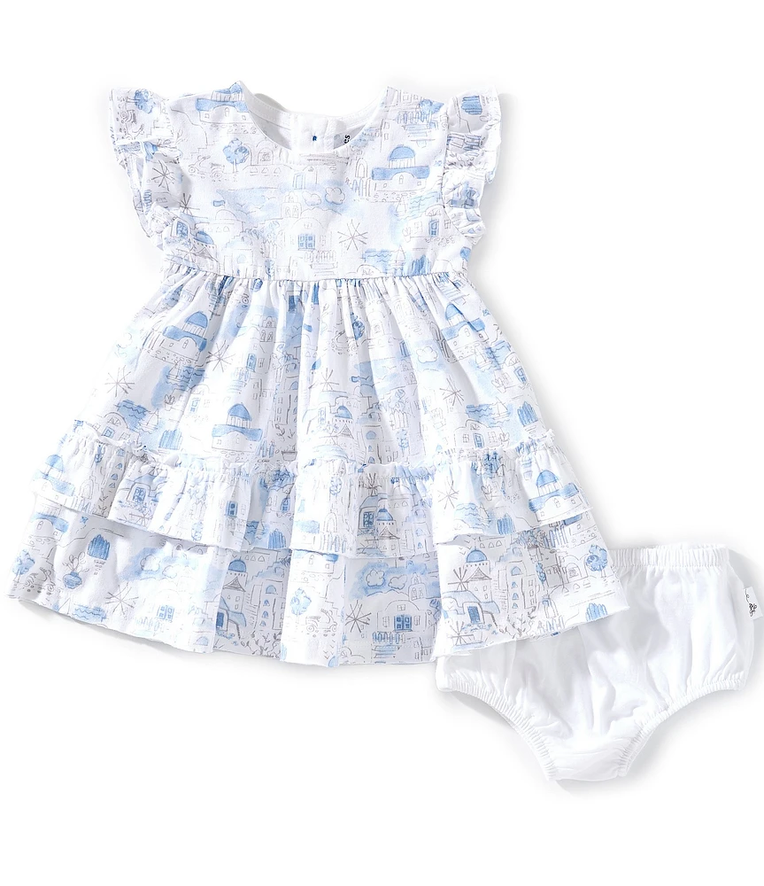 Burt's Bees Baby Girls Newborn-24 Months Flutter-Sleeve Printed Empire-Waist Dress