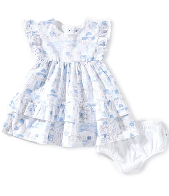 Burt's Bees Baby Girls Newborn-24 Months Flutter-Sleeve Printed Empire-Waist Dress