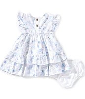 Burt's Bees Baby Girls Newborn-24 Months Flutter-Sleeve Printed Empire-Waist Dress