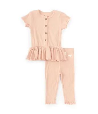 Burt's Bees Baby Girls Newborn-24 Months Ribbed Short Sleeve Tunic & Legging Set