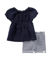 Burt's Bees Baby Girls Newborn-24 Months Short Sleeve Dotted Muslin Top & Legging Set