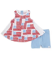 Burt's Bees Baby Girls Newborn-24 Months Sleeveless Grand Ol' Flag Tunic Top & Solid Bike Shorts Set