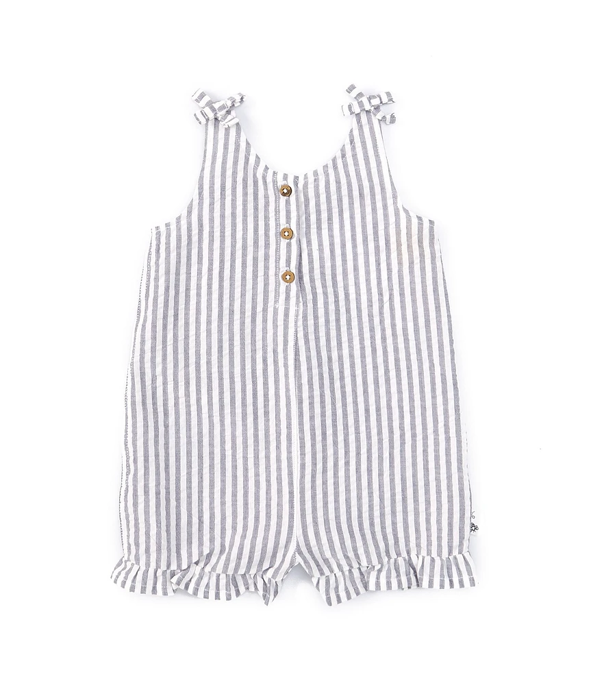 Burt's Bees Baby Girls Newborn-24 Months Sleeveless Striped Seersucker Romper