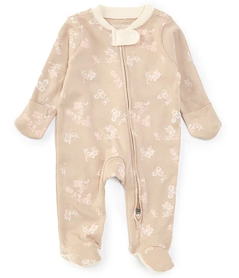 Burt's Bees Baby Girls Newborn-9 Months Long Sleeve Floral Footed Coverall