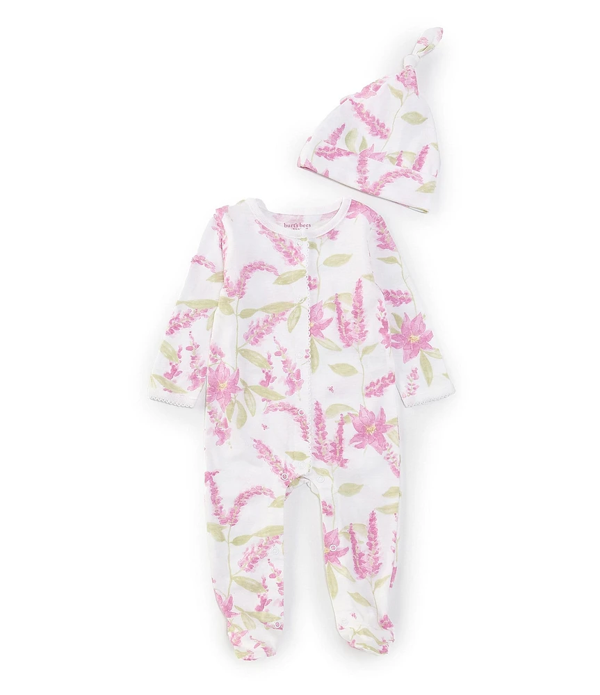 Burt's Bees Baby Girls Newborn-9 Months Long Sleeve Printed Footie Coverall