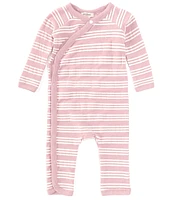 Burt's Bees Baby Girls Newborn-9 Months Long Sleeve Raised-Stripe Coverall