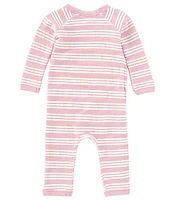 Burt's Bees Baby Girls Newborn-9 Months Long Sleeve Raised-Stripe Coverall