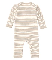 Burt's Bees Baby Girls Newborn-9 Months Long Sleeve Raised-Stripe Coverall